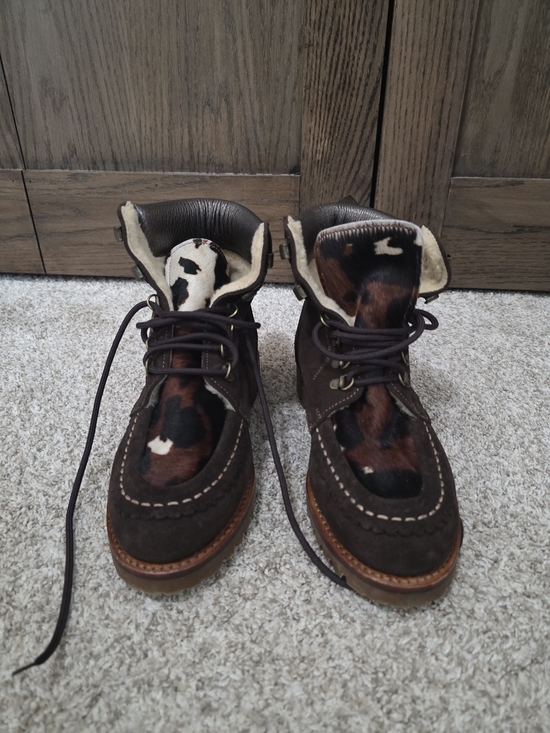 Penelope Chilvers Shoes - Penelope Chilvers Brown Suede Ankle Boots with Cowhide Accent
